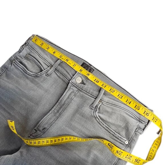 MOTHER The Rascal Mid-Rise Ankle-Fray Jeans, Noted, Grey Wash, Stretch Denim, 34 - Picture 3 of 11